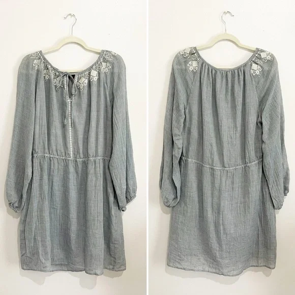 NWT Vince Camuto Embroidered Floral Chambray Dress Zen Bloom XL - Picture 3 of 8